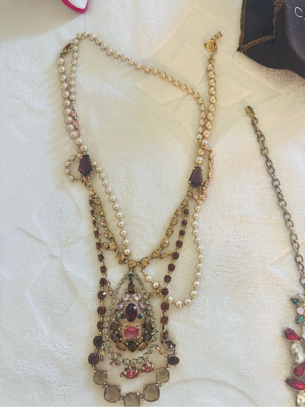 Multi-Strand Carol Lee Pearl and Gem Statement Necklace - Two necklace